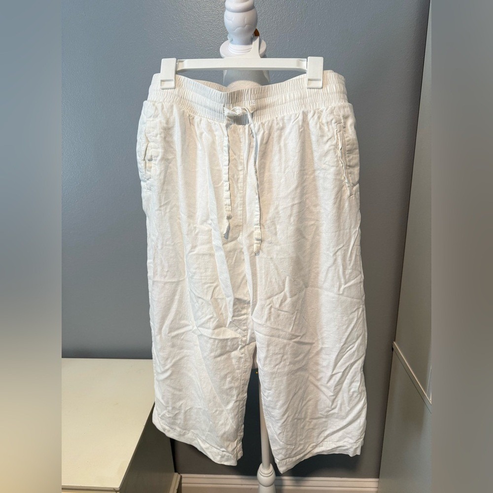 Sharagano White Linen Blend Pants size L